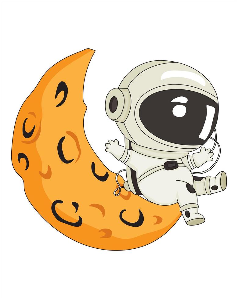 Cute Astronaut Playing In The Moon vector