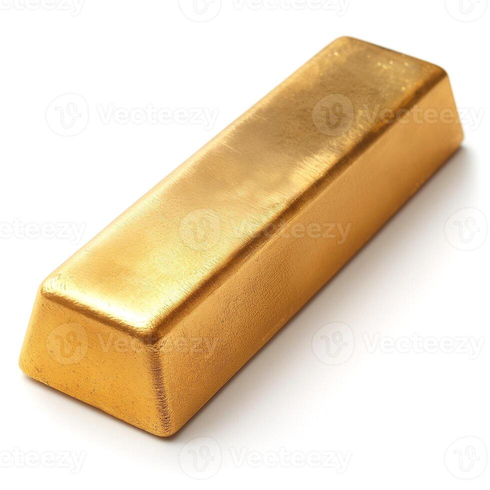A shiny gold bar reflecting light, symbolizing wealth and prosperity. photo
