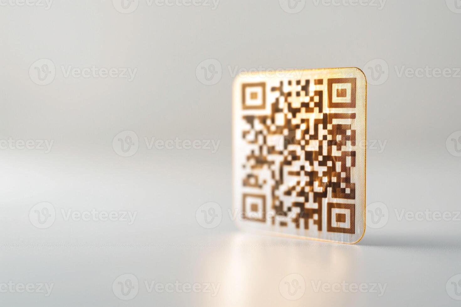 Close-up of a wooden QR code against a light background, symbolizing technology and connectivity. photo