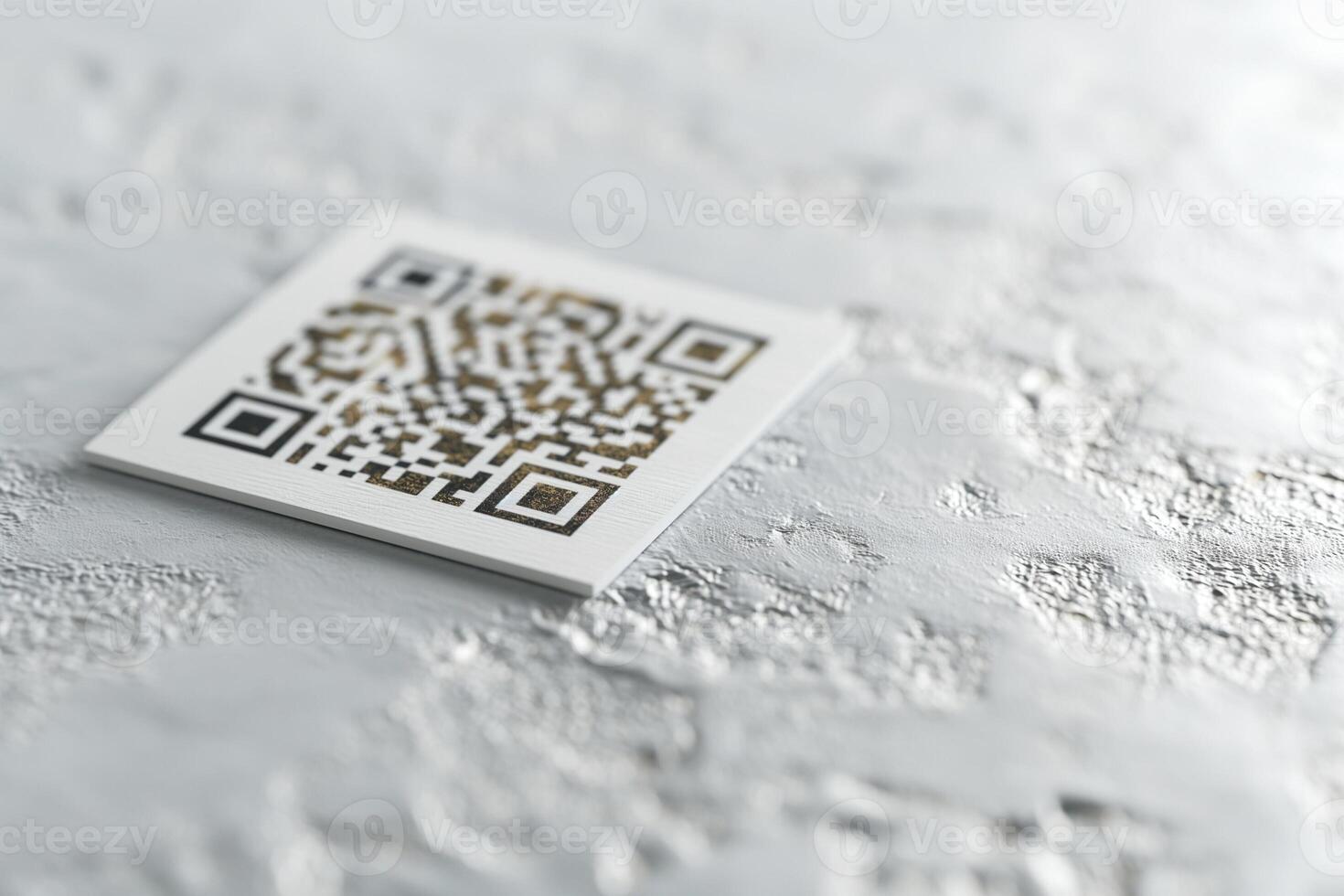 Close-up of a QR code on textured gray surface, representing modern technology and connectivity. photo