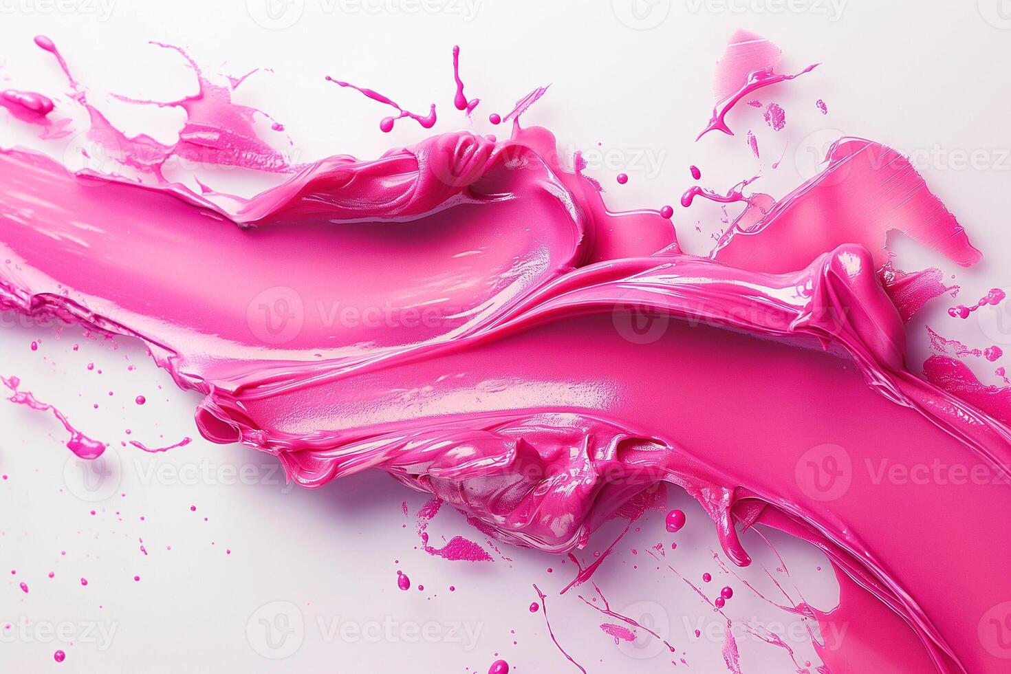 A vibrant splash of pink paint, showcasing smooth texture and dynamic flow against a clean white background. photo