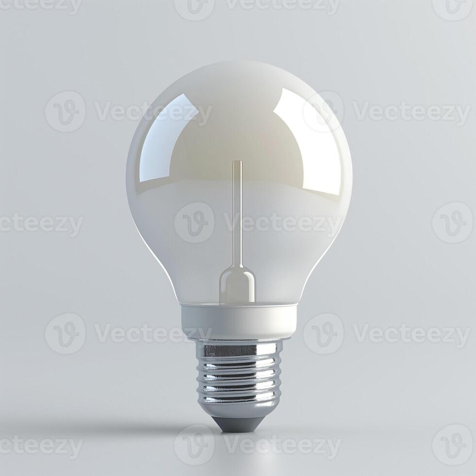 A modern, energy-efficient light bulb on a soft gray background, showcasing its sleek design and reflective surfaces. photo
