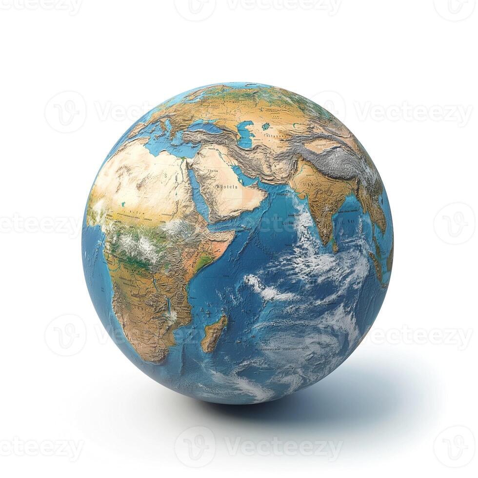 A detailed view of the Earth showcasing continents and oceans in vivid colors. photo