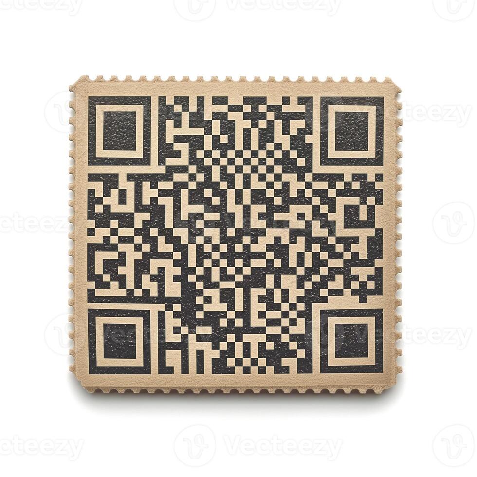 A wooden QR code design, showcasing intricate patterns and vintage aesthetics. photo