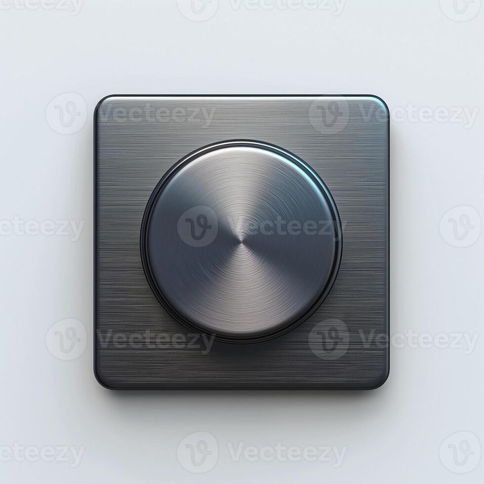 Close-up of a modern metallic control knob on a sleek surface. photo