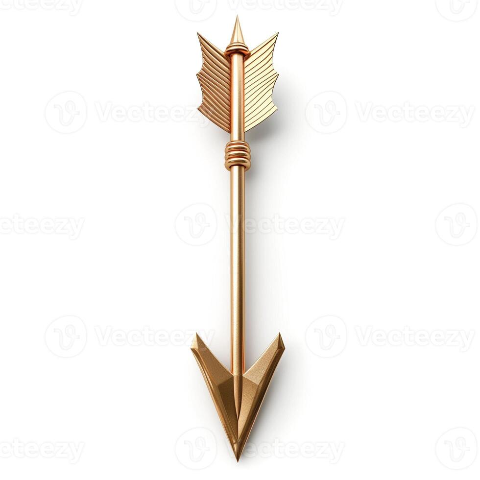 A sleek, golden arrow with intricate feather details, symbolizing precision and direction. photo