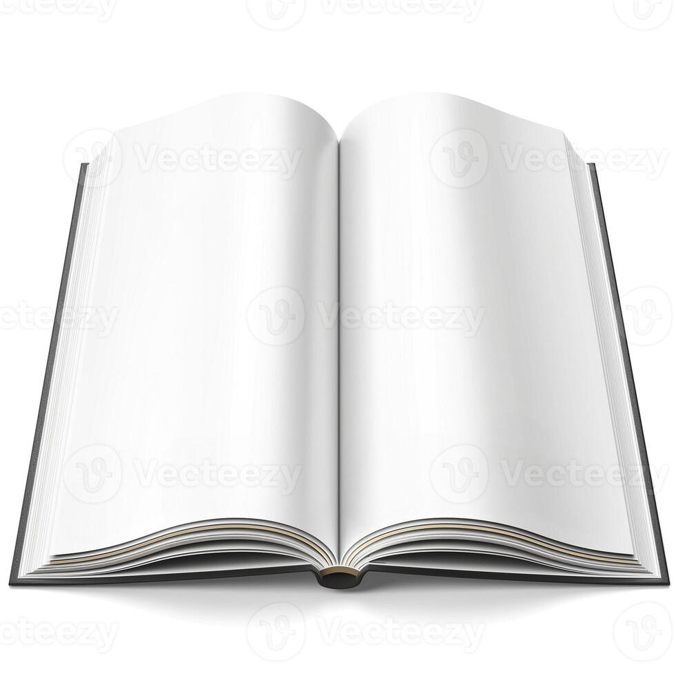 An open blank book with pristine pages, inviting creativity and inspiration. photo