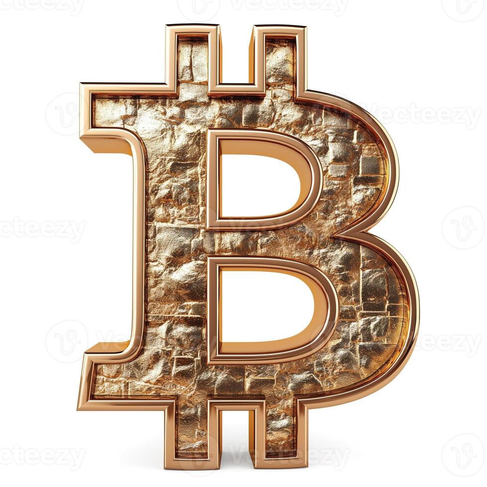 Stylized golden Bitcoin symbol representing cryptocurrency and digital finance. photo
