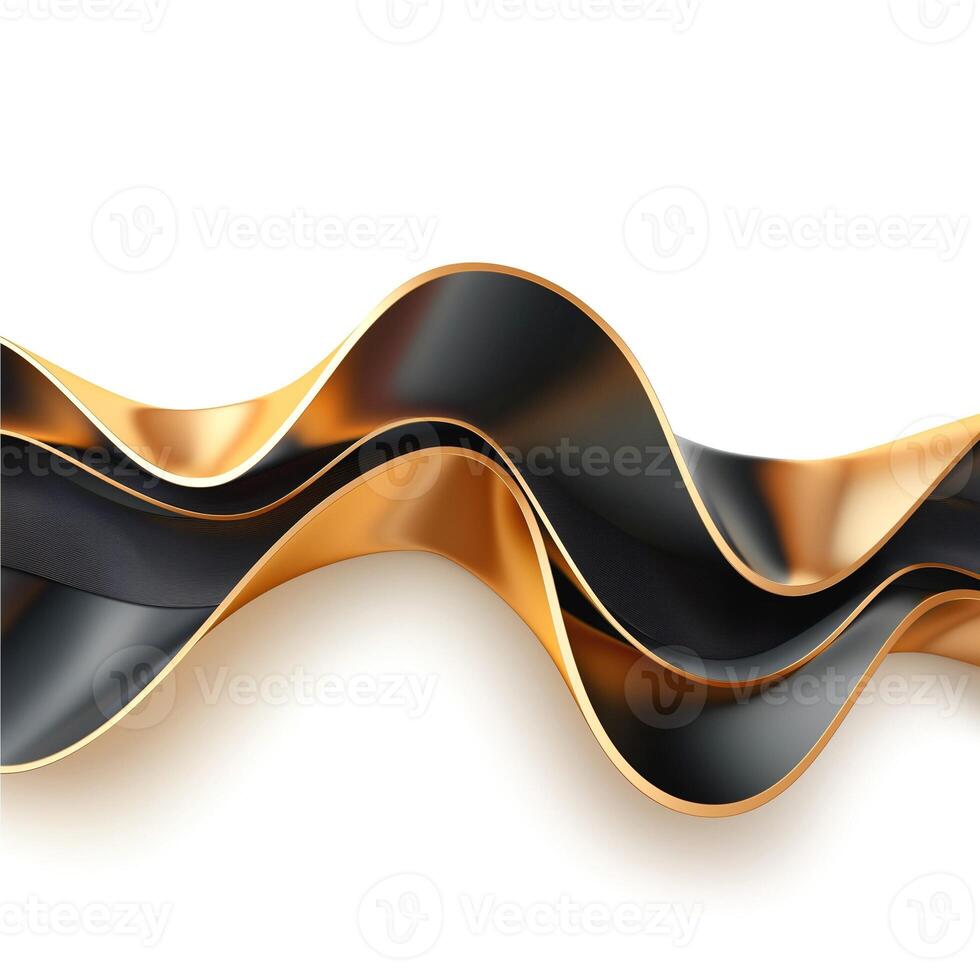 A sleek, undulating wave of black and gold ribbon creating a modern and elegant visual. photo
