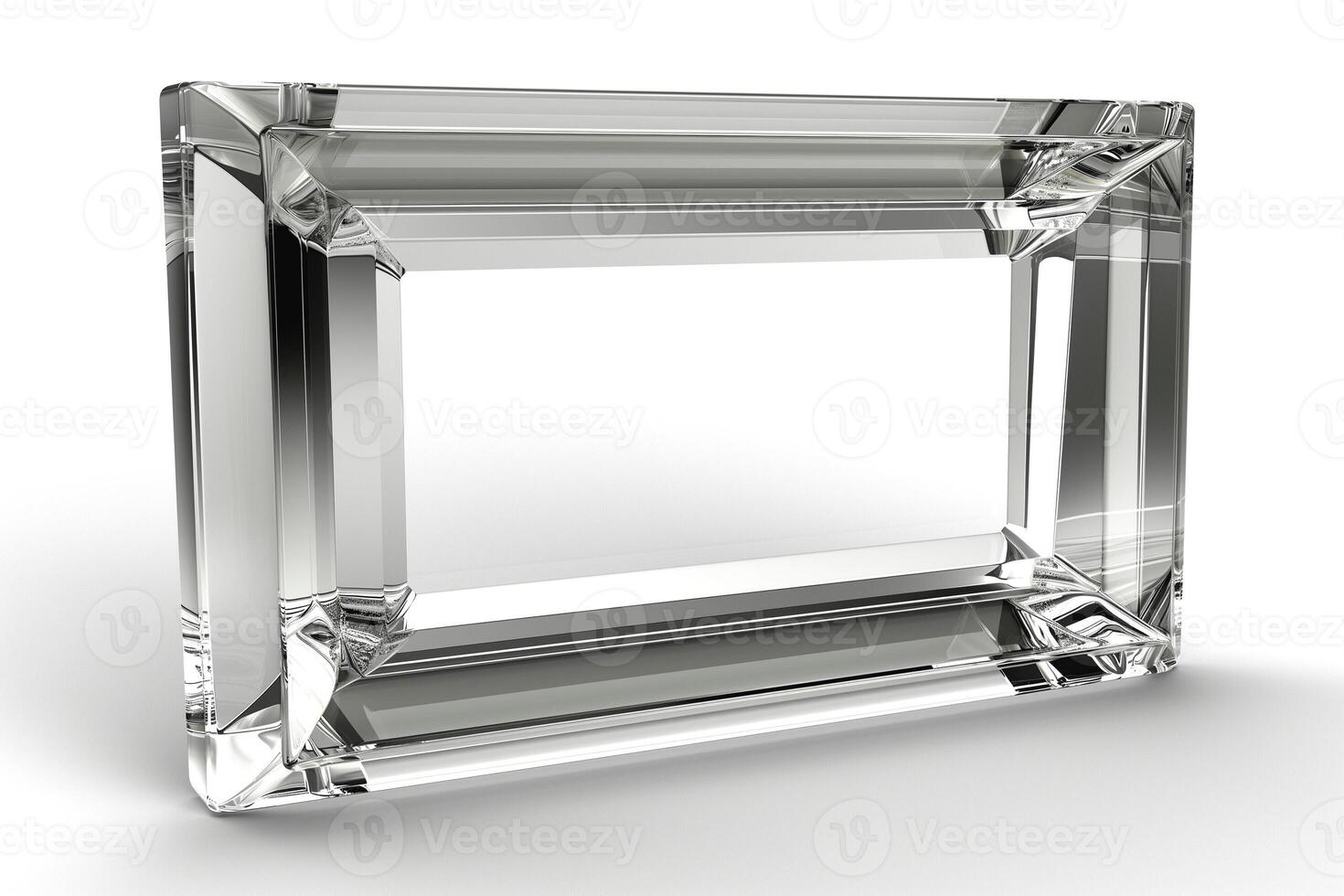 A sleek, rectangular crystal block with sharp edges, reflecting light elegantly. photo