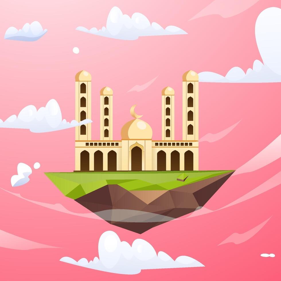 Illustration of a floating mosque vector