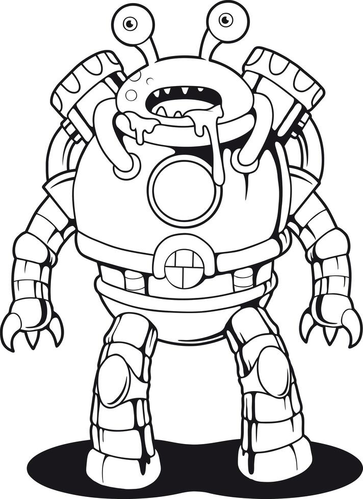 Unique alien robot character illustration vector