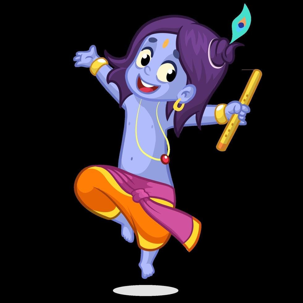 Krishna dancing with a flute vector