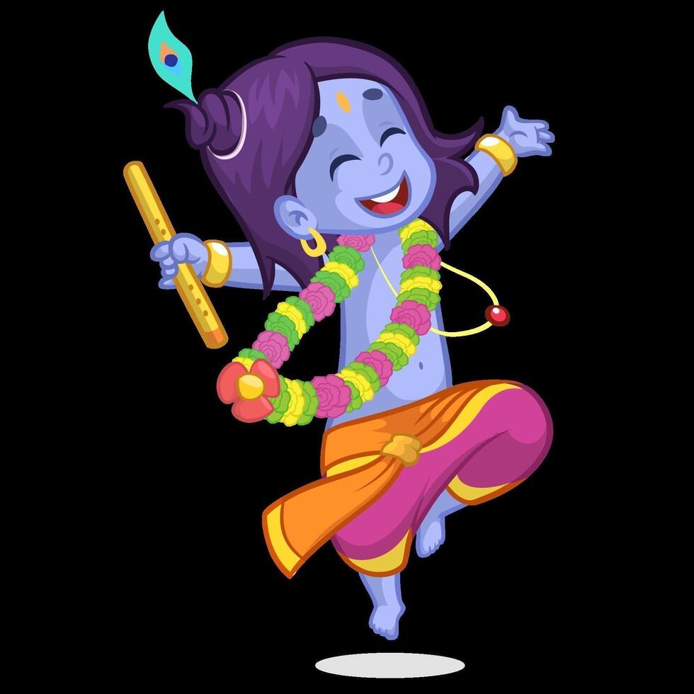 Cartoon character with flute and floral garland vector