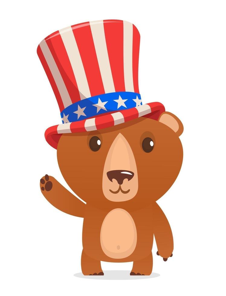 Bear with patriotic top hat vector