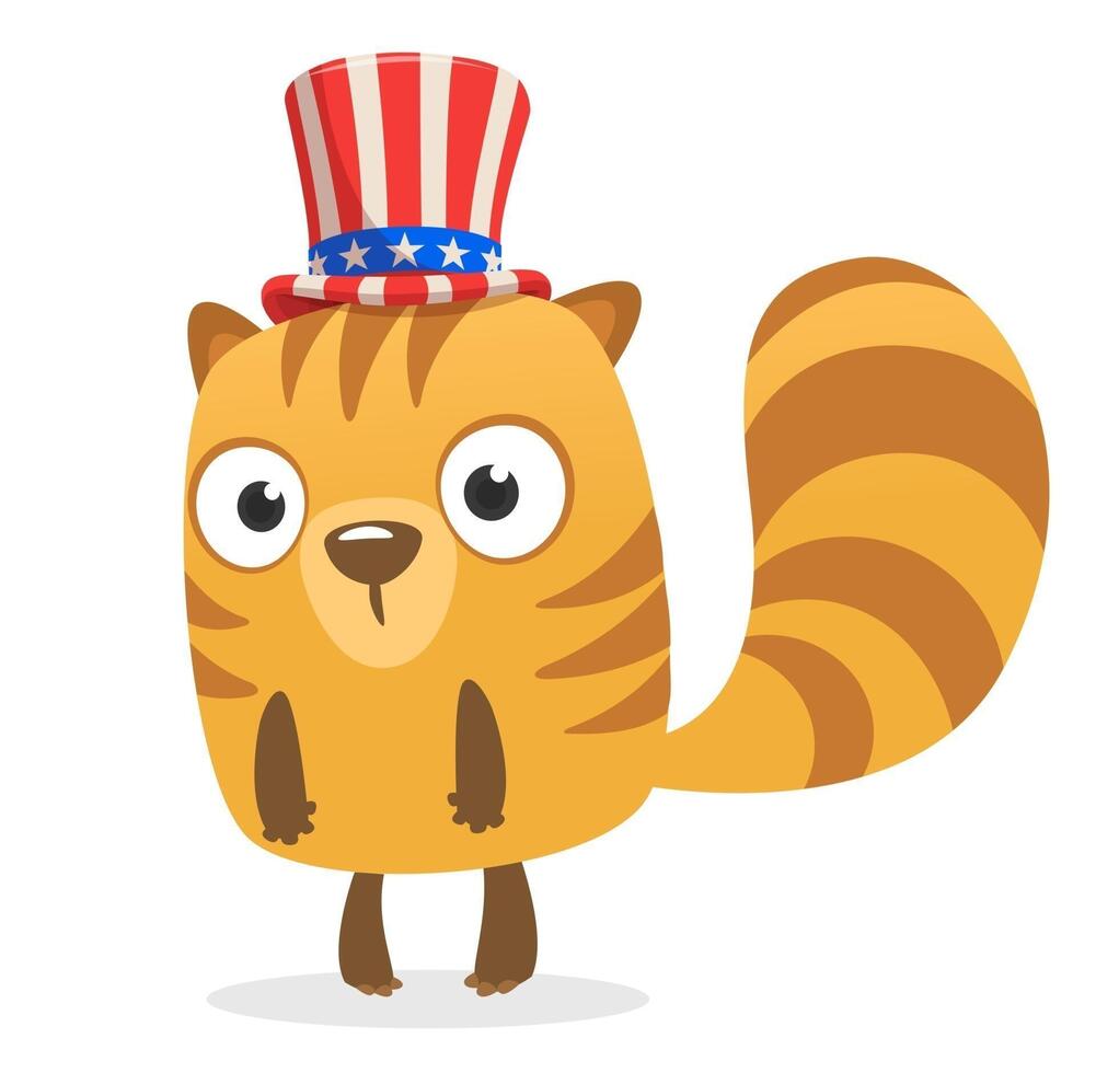 Cartoon cat in a patriotic hat vector