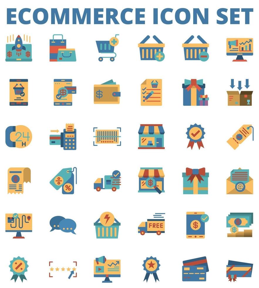 Ecommerce icon set with various symbols vector