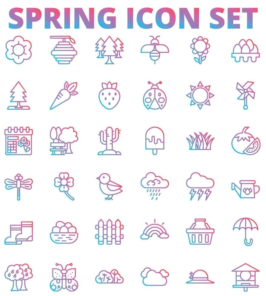 Colorful spring icons in various designs vector