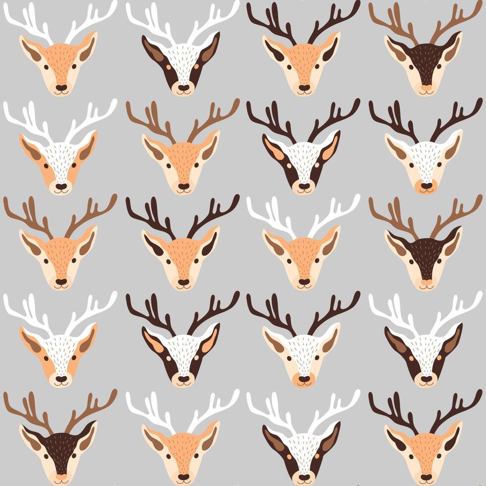 Pattern of cute deer heads vector