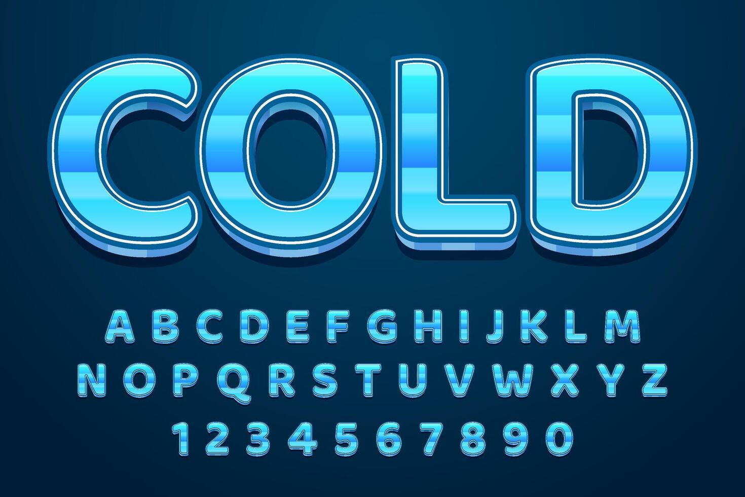 Blue cold text design with alphabet vector