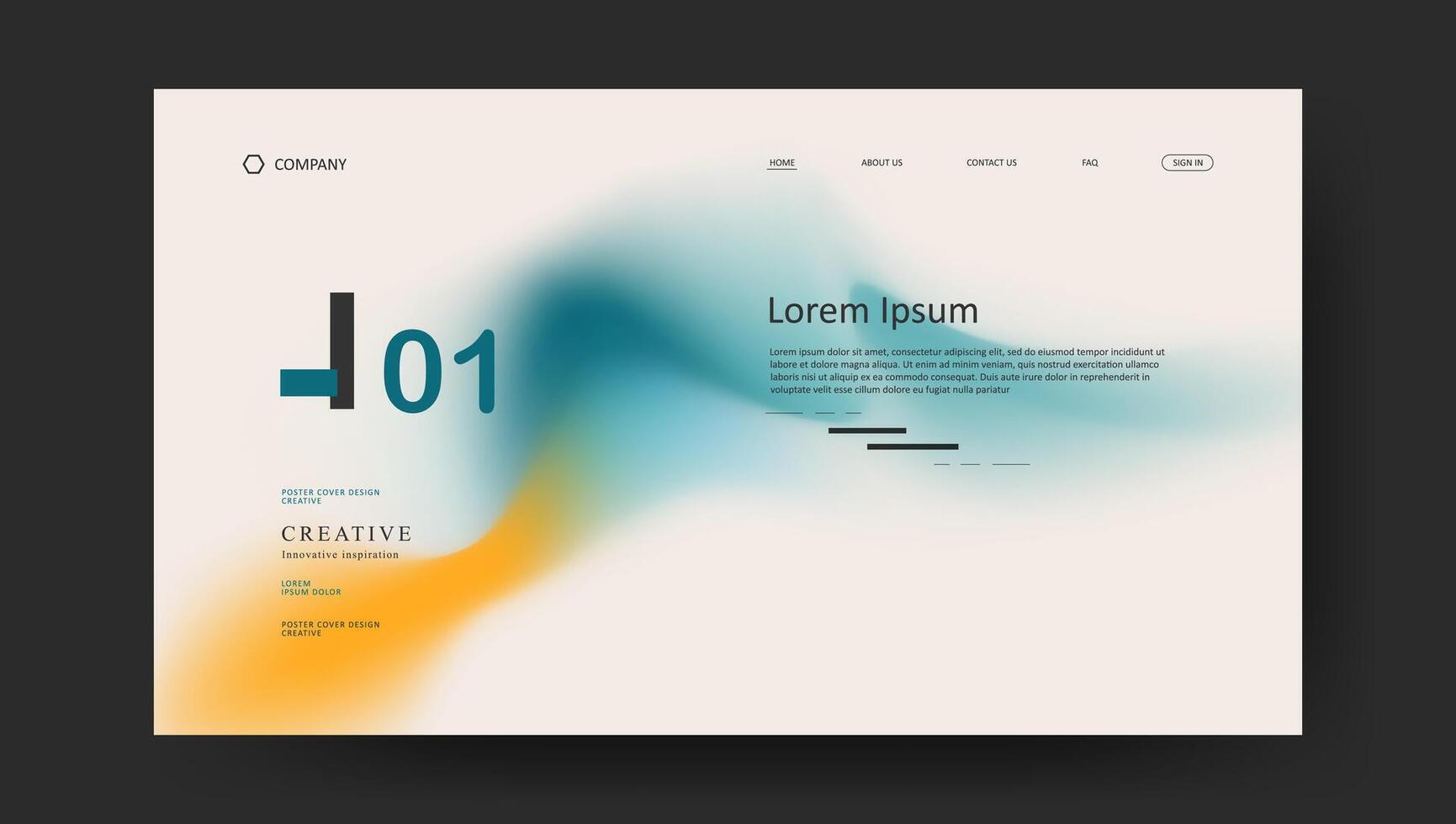 landing page with retro gradient background design vector