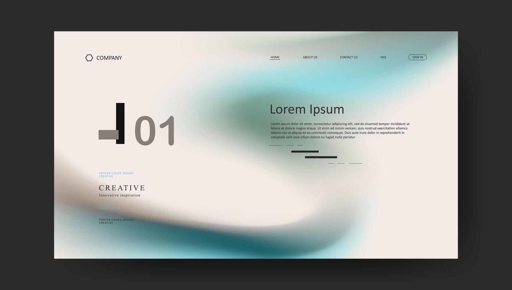 landing page web with fluid gradient design vector