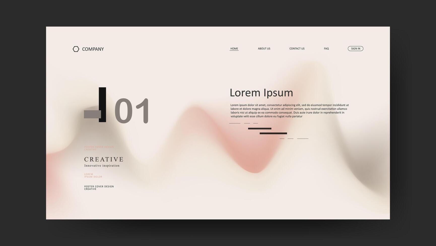 landing page web with gradient background design vector