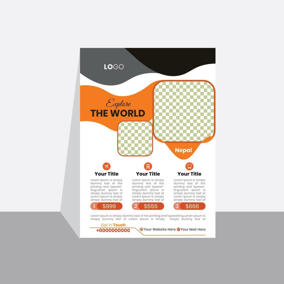 Beach travel flyer design template vector