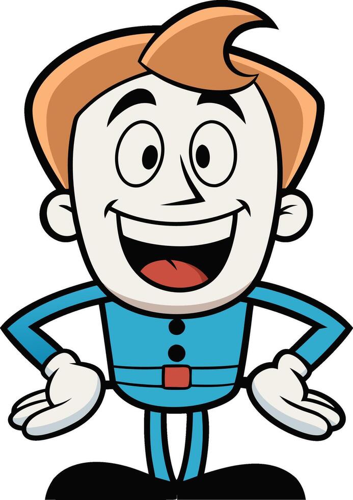 cartoon man in blue suit with open hands vector