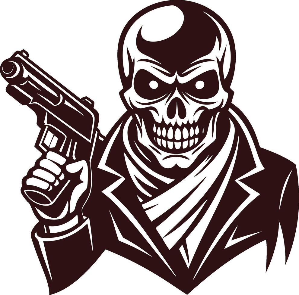 a skull with a gun vector