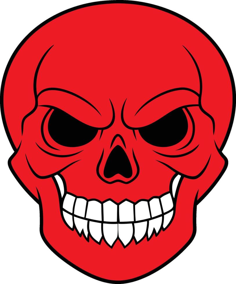 a red skull with a big mouth and teeth vector