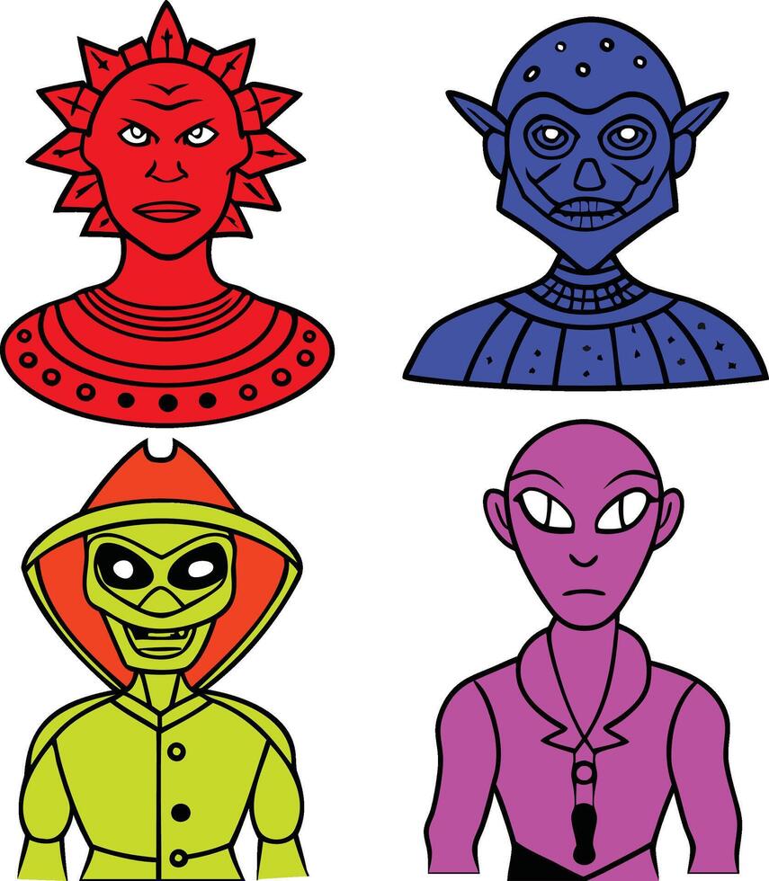 alien characters illustration vector