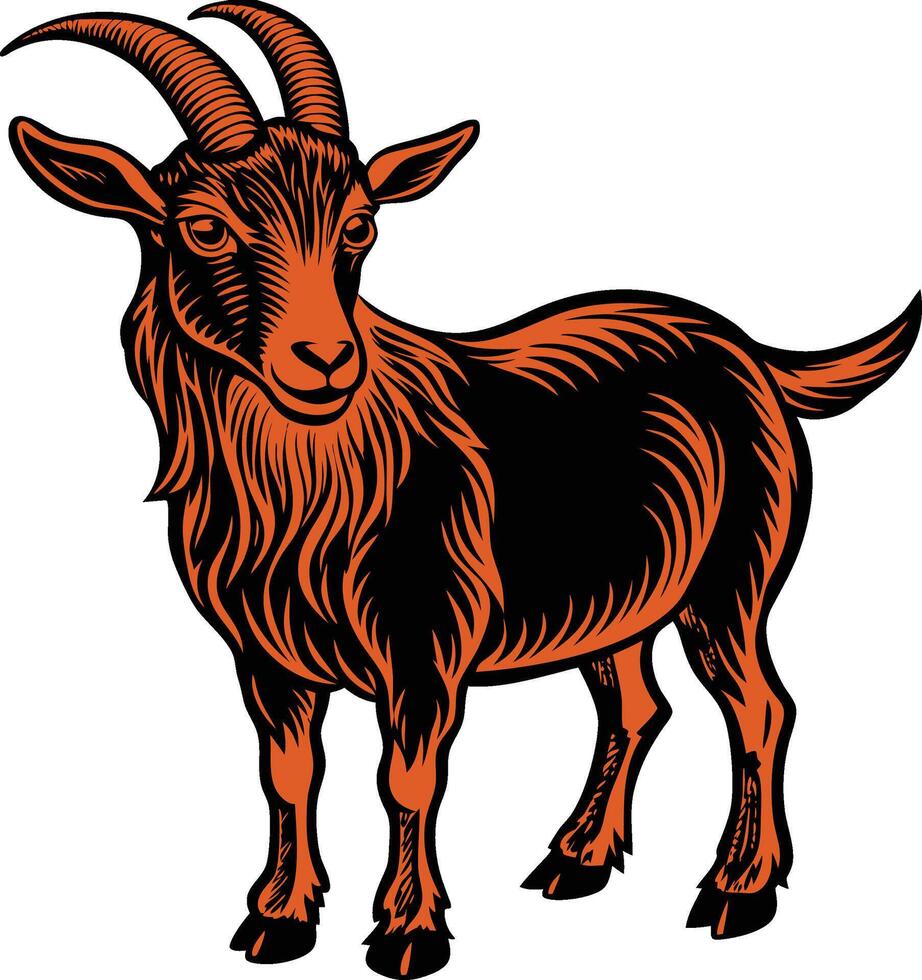 goat retro woodcut style vector