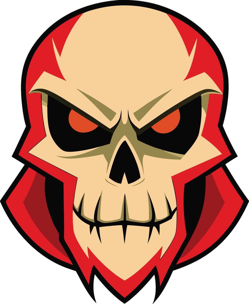 a cartoon skull with red eyes and a red beard vector