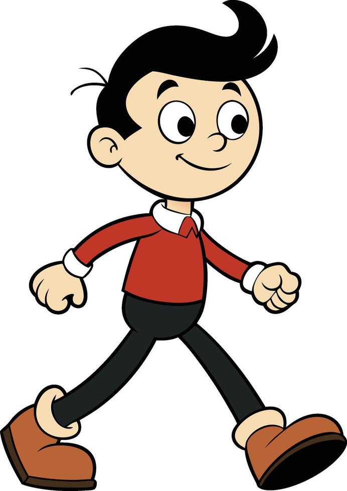 cartoon boy walking with his hands in the air vector