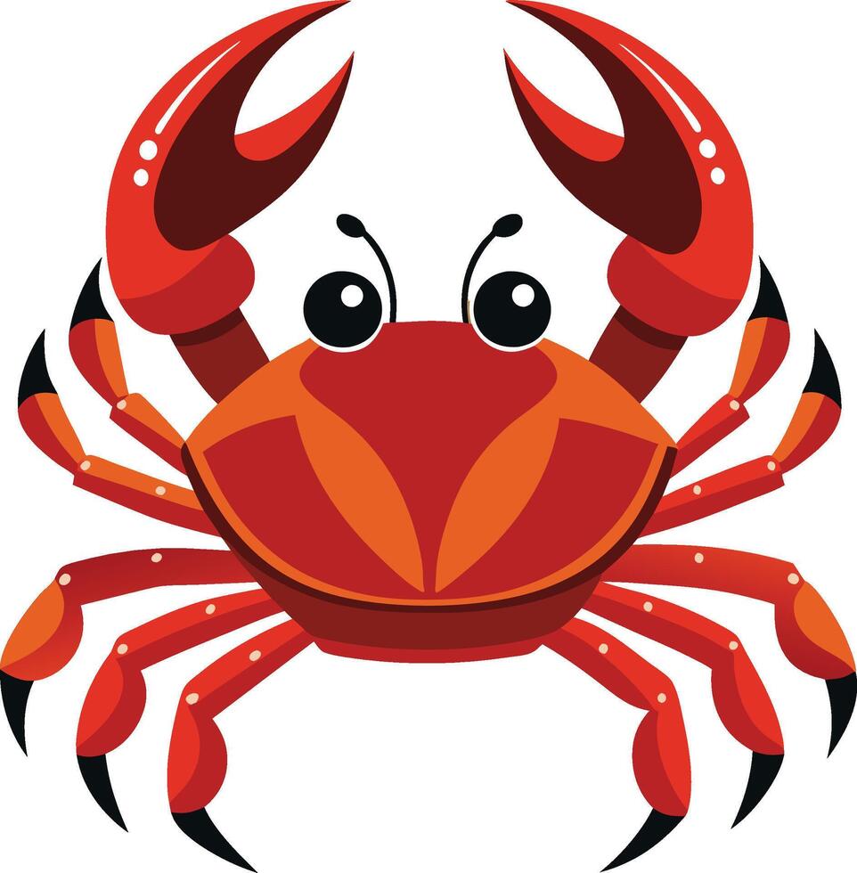 a cartoon crab with large eyes and black claws vector