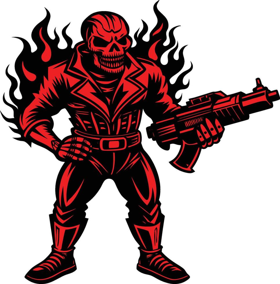 red skull with gun vector