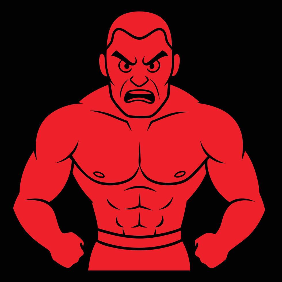 a red man with a strong body and a strong face vector