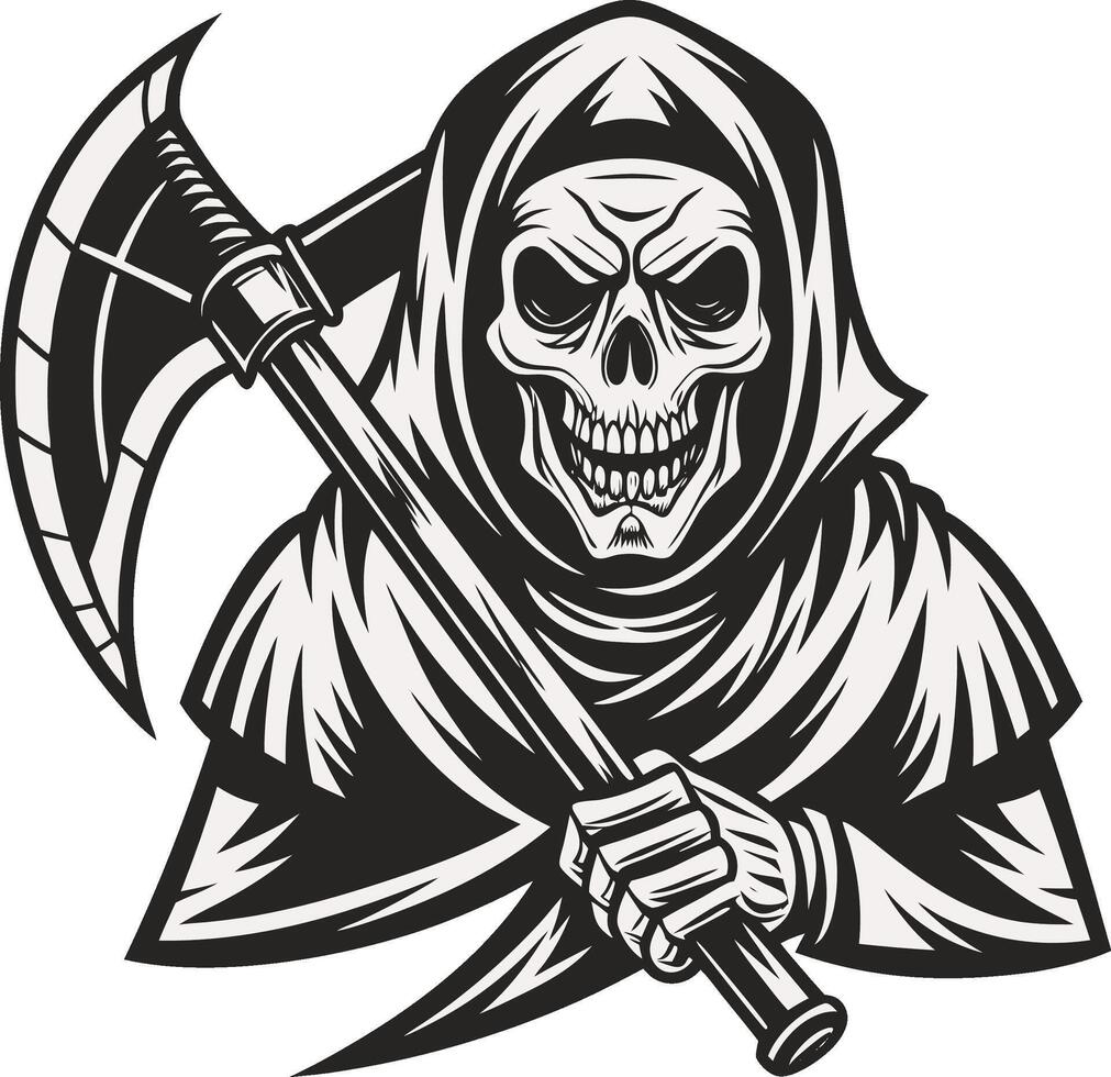 grim reaper with scythe on vector
