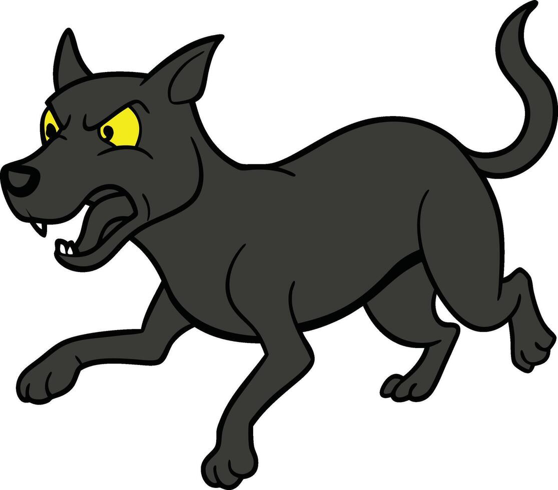 a cartoon dog with yellow eyes and black fur vector