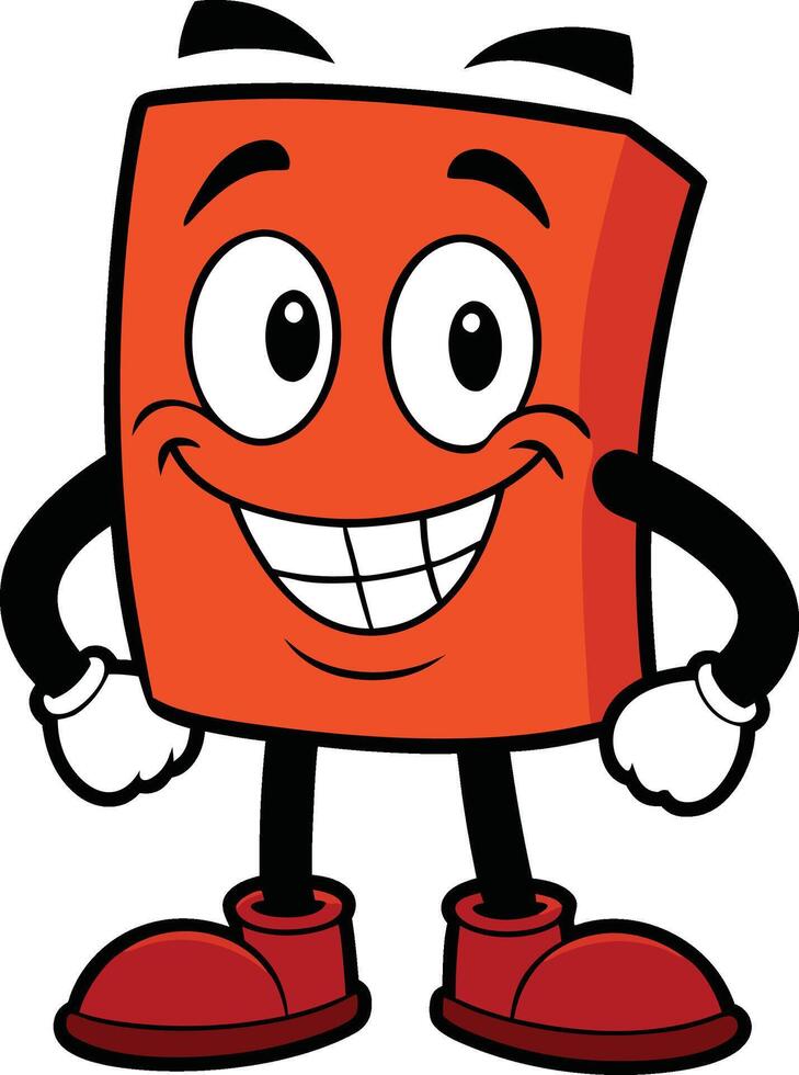 a cartoon red square character with a smile on his face vector