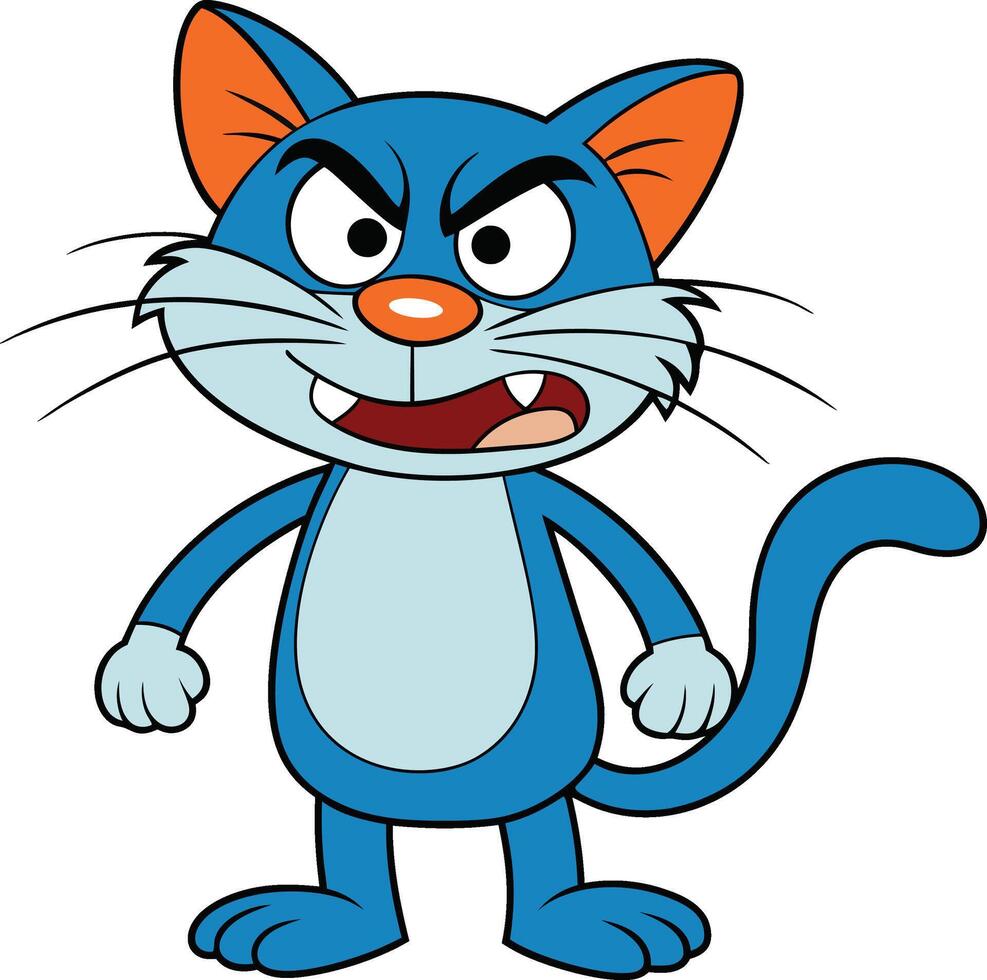 cartoon cat with angry expression vector