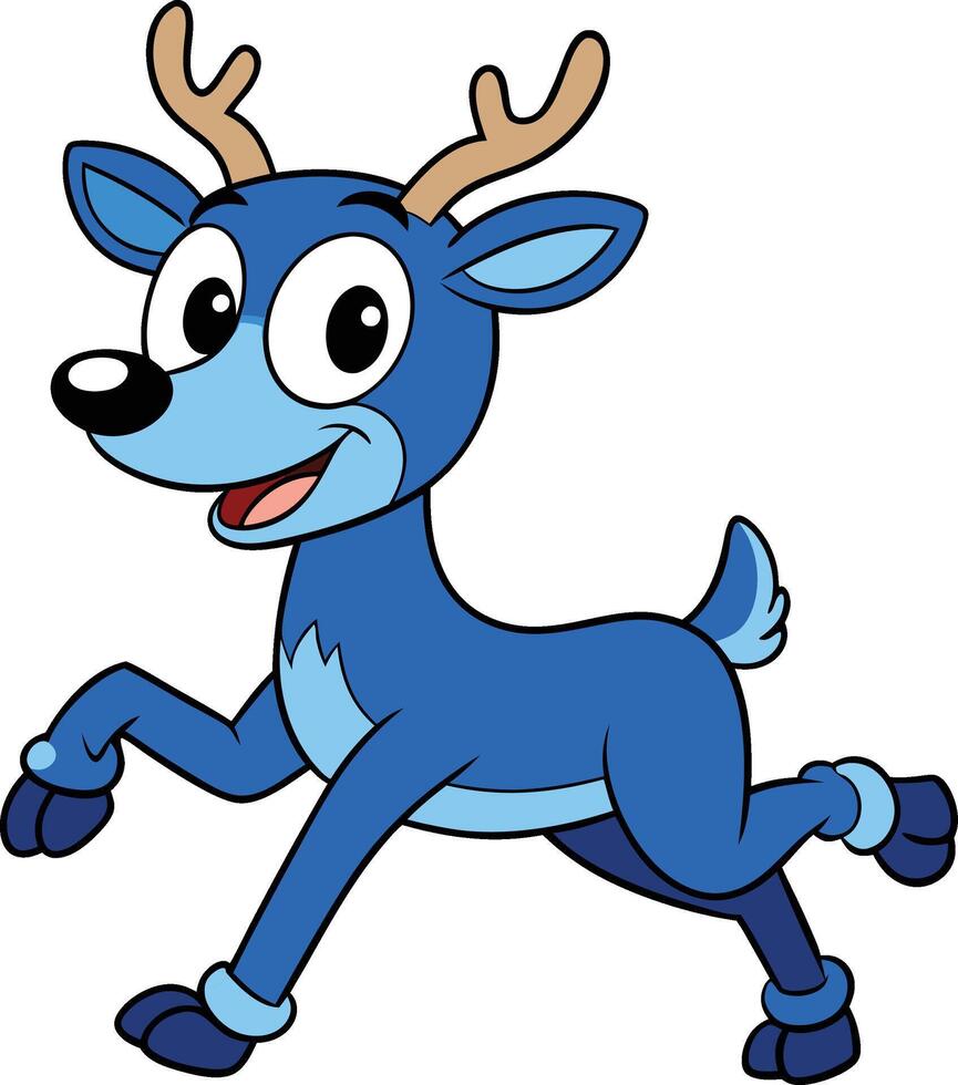 a cartoon blue deer running with its antlers vector