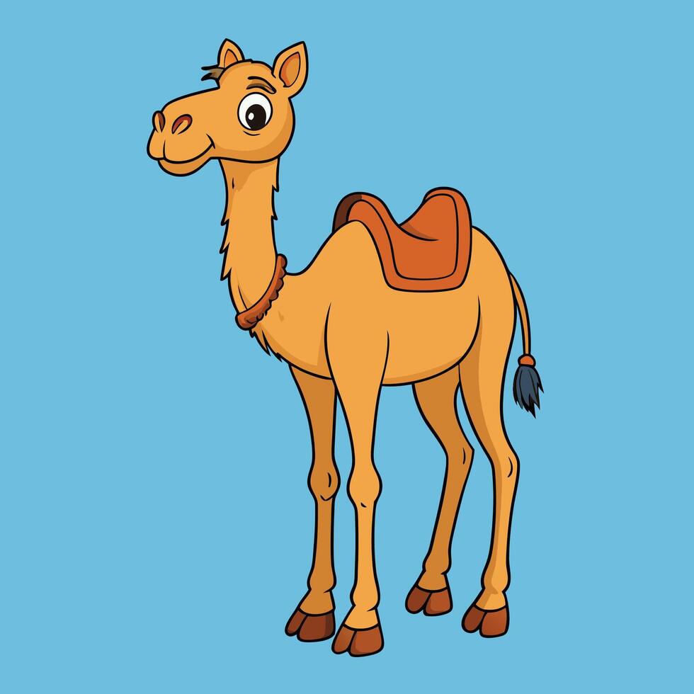 cartoon camel on blue background vector