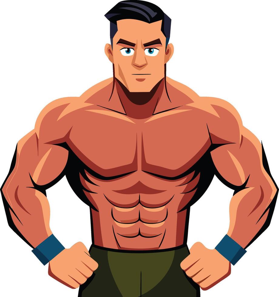 a muscular man with a band around his wrist vector