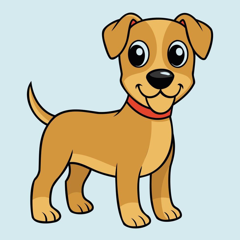 cartoon dog with big eyes and a red collar vector