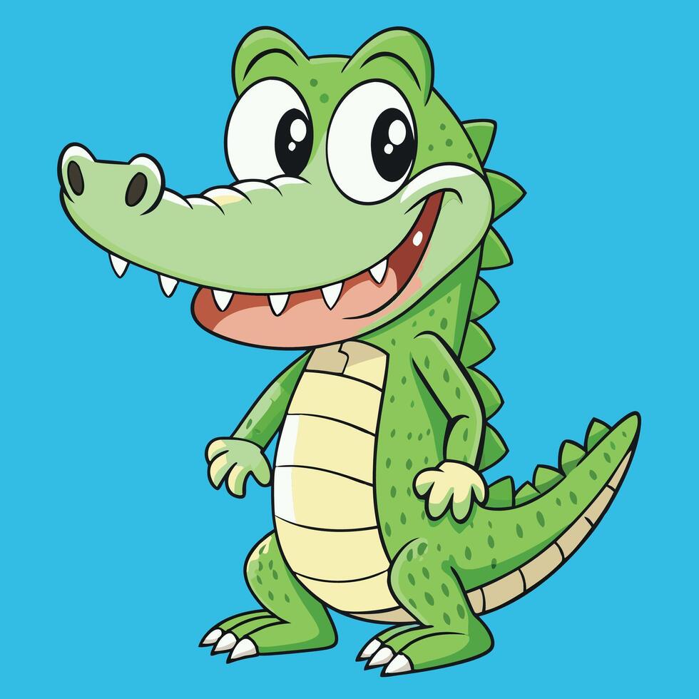 cute cartoon crocodile art vector