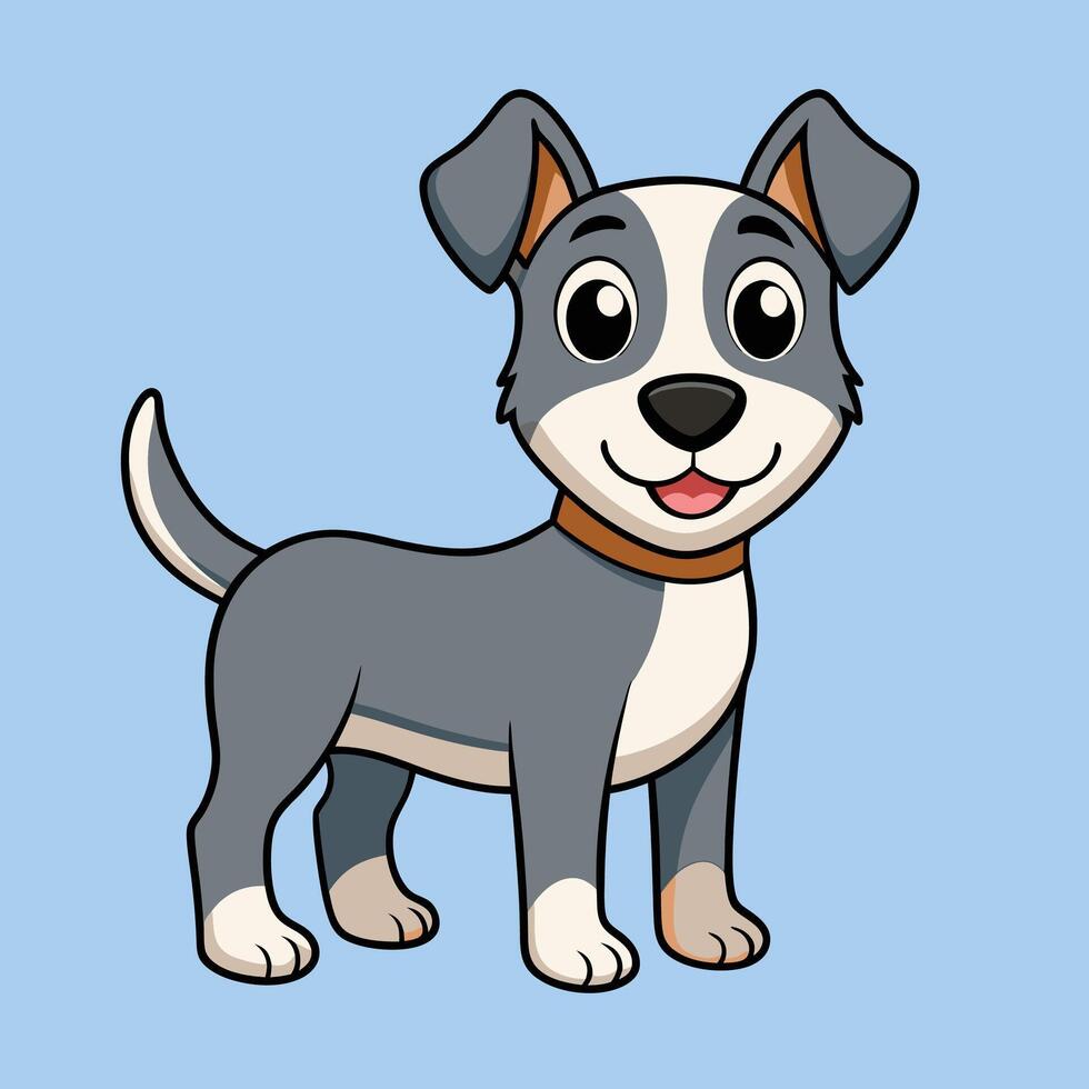 a cartoon dog with a collar on a blue background vector