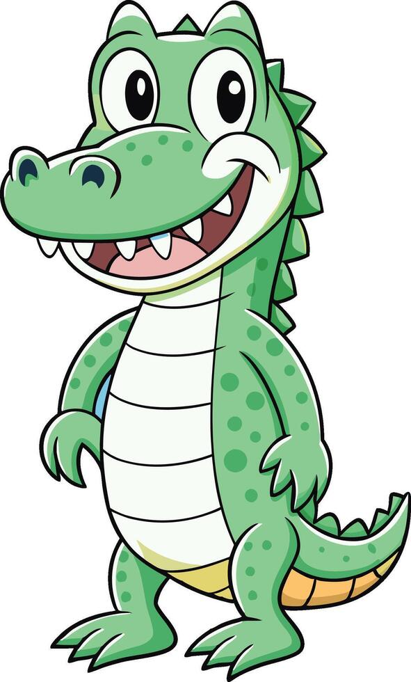 cute cartoon alligator illustration vector