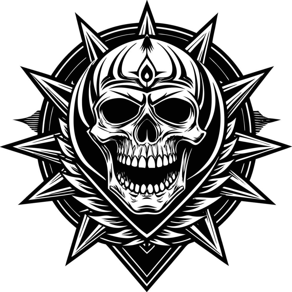 skull with star in the middle illustration vector